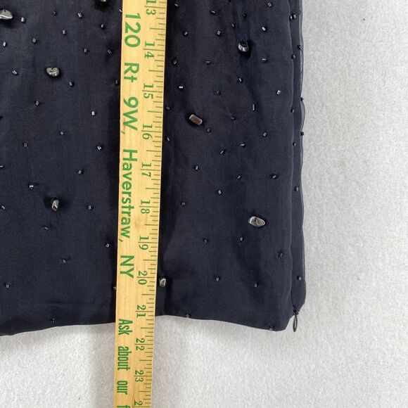 DANA BUCHMAN Tank Top 10 M Silk Embellished Beads Scoop Neck Side Zip Black - Picture 9 of 10